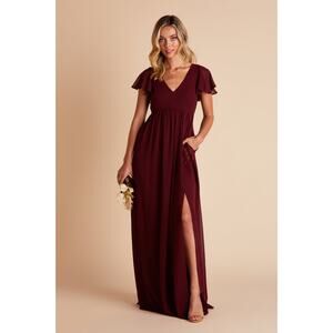 BIRDY GREY Hannah Dress Chiffon Maxi Cabernet Bridesmaid Wedding Flowy Medium